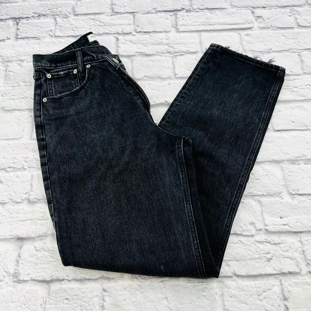 Abercrombie Fitch 4L/27 The Dad High Rise Black Crossover Buttonfly Jeans